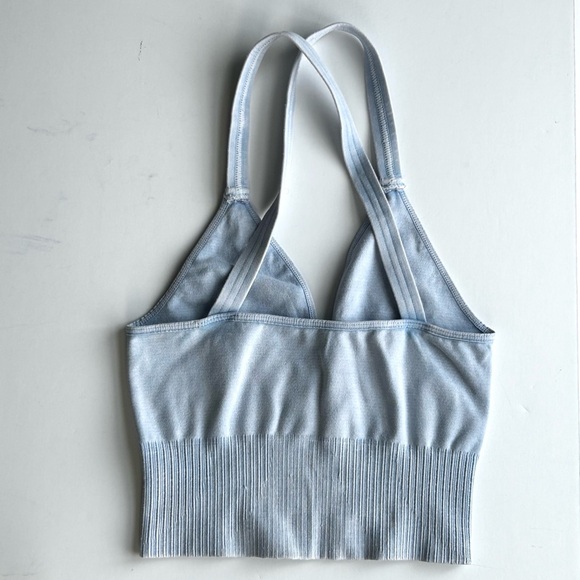 🍒(A253) NWOT Free People Good Karma V-Neck Crop Tank. Ice Blue. XS/S - Picture 4 of 10